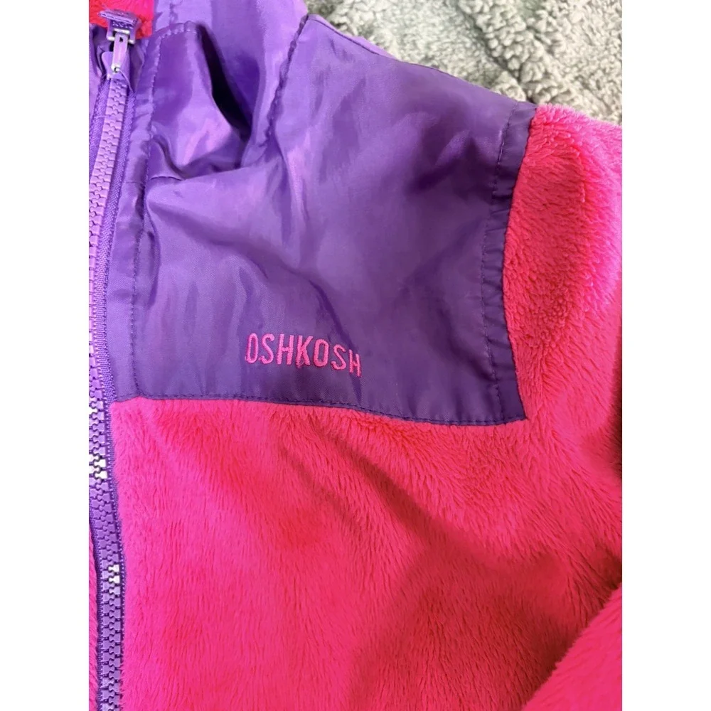 OshKosh Bgosh Girls 4T Reversible Fleece Jacket Pink Purple Full Zip